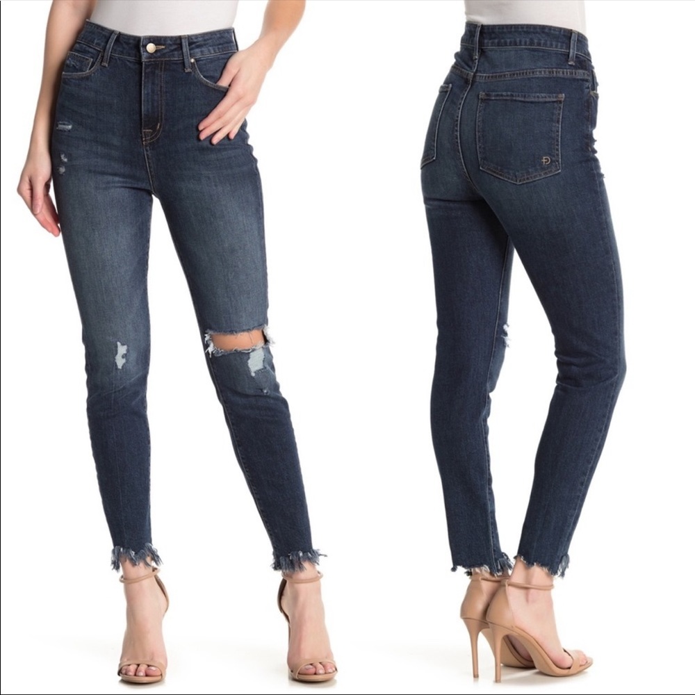 Fidelity Denim Luna Crop High Rise Ankle Distressed Jeans Size 28